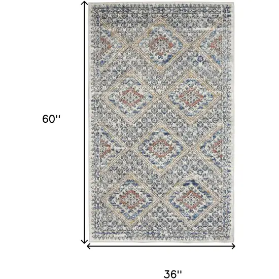 Blue And Ivory Southwestern Power Loom Non Skid Area Rug Photo 5