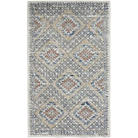 Blue And Ivory Southwestern Power Loom Non Skid Area Rug Photo 1