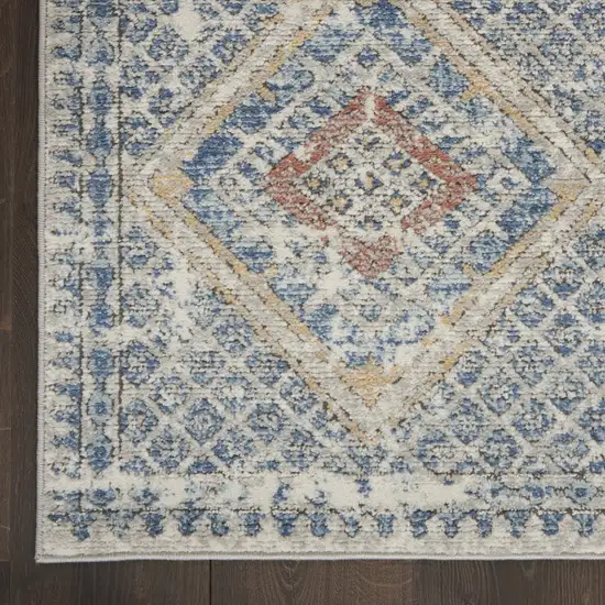 Blue And Ivory Southwestern Power Loom Non Skid Area Rug Photo 5