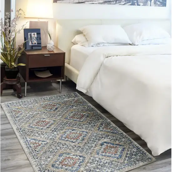 Blue And Ivory Southwestern Power Loom Non Skid Area Rug Photo 9