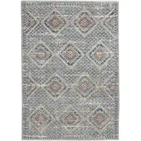 Photo of Blue And Ivory Southwestern Power Loom Non Skid Area Rug