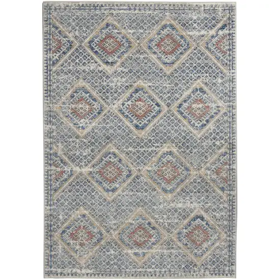 Blue And Ivory Southwestern Power Loom Non Skid Area Rug Photo 1