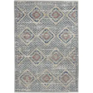 Photo of Blue And Ivory Southwestern Power Loom Non Skid Area Rug