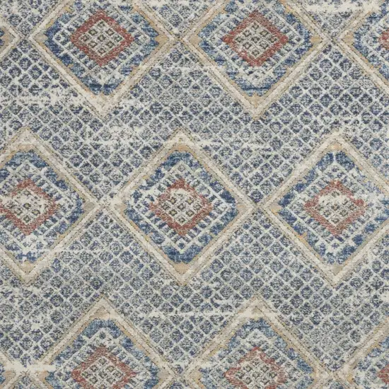 Blue And Ivory Southwestern Power Loom Non Skid Area Rug Photo 3