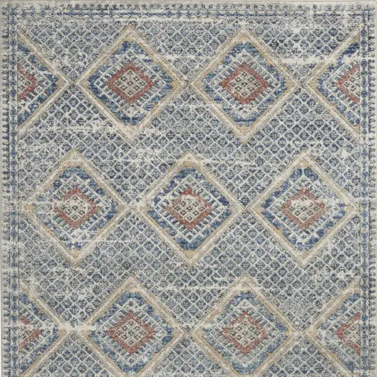 Blue And Ivory Southwestern Power Loom Non Skid Area Rug Photo 4