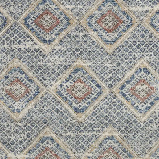 Blue And Ivory Southwestern Power Loom Non Skid Area Rug Photo 3