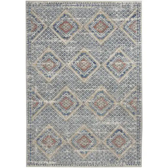 Blue And Ivory Southwestern Power Loom Non Skid Area Rug Photo 1