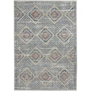 Photo of Blue And Ivory Southwestern Power Loom Non Skid Area Rug