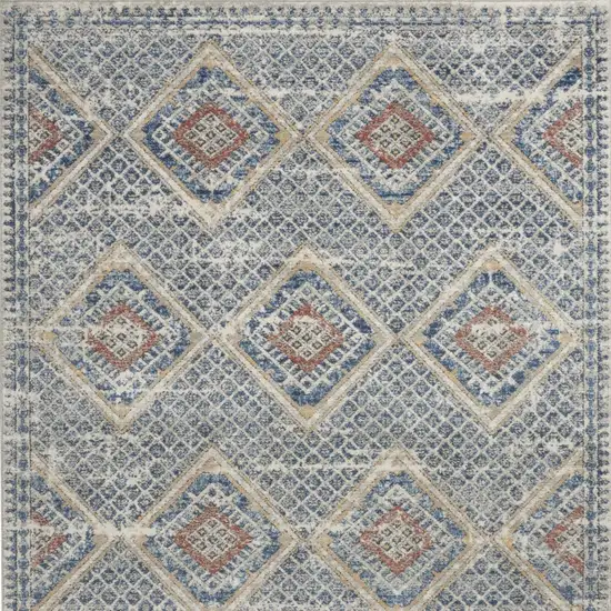 Blue And Ivory Southwestern Power Loom Non Skid Area Rug Photo 4