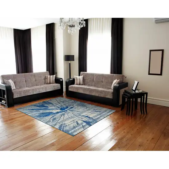 Blue And Ivory Stain Resistant Area Rug Photo 3