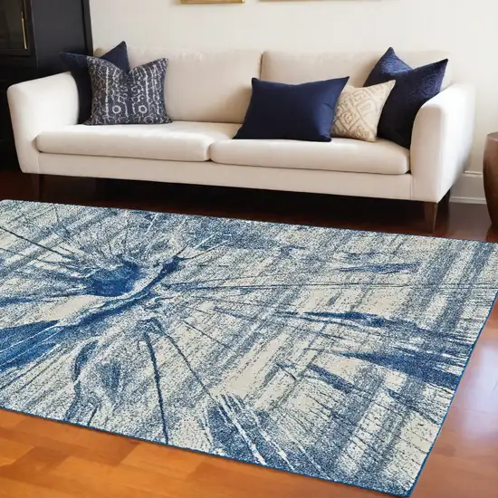 Blue And Ivory Stain Resistant Area Rug Photo 1