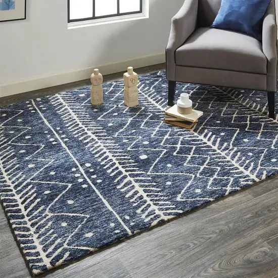 Blue And Ivory Striped Stain Resistant Area Rug Photo 3