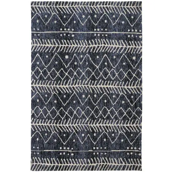 Blue And Ivory Striped Stain Resistant Area Rug Photo 1