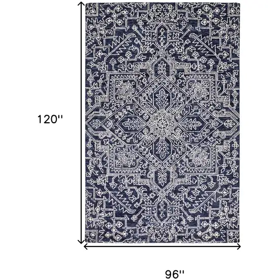 Blue And Ivory Wool Floral Tufted Handmade Stain Resistant Area Rug Photo 10