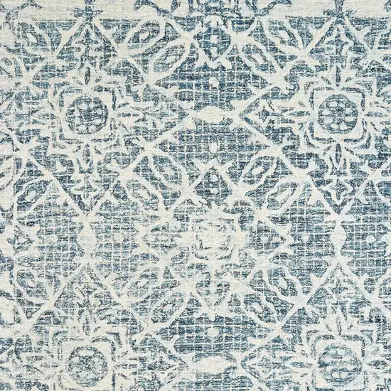 Blue And Ivory Wool Geometric Hand Tufted Area Rug Photo 7