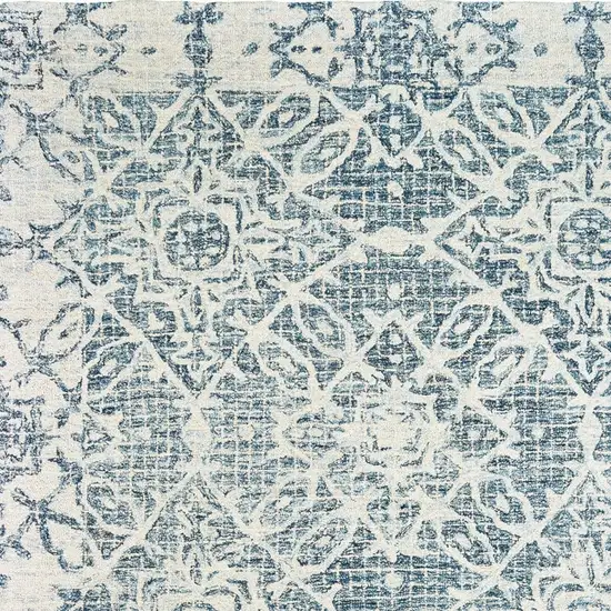 Blue And Ivory Wool Geometric Hand Tufted Area Rug Photo 9