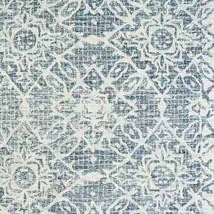 Photo of Blue And Ivory Wool Geometric Hand Tufted Area Rug