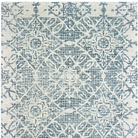 Blue And Ivory Wool Geometric Hand Tufted Area Rug Photo 6