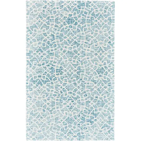 Blue And Ivory Wool Geometric Tufted Handmade Stain Resistant Area Rug Photo 1