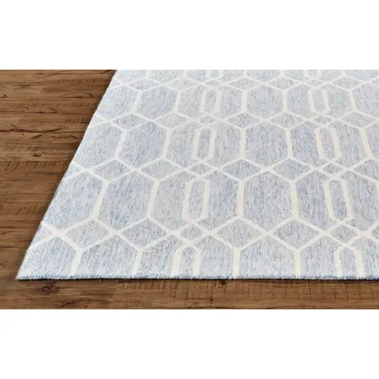 Blue And Ivory Wool Geometric Tufted Handmade Stain Resistant Area Rug Photo 6