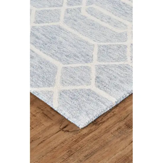 Blue And Ivory Wool Geometric Tufted Handmade Stain Resistant Area Rug Photo 4