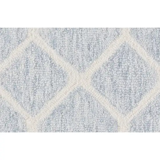 Blue And Ivory Wool Geometric Tufted Handmade Stain Resistant Area Rug Photo 9