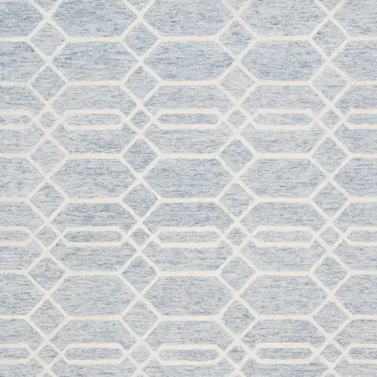 Blue And Ivory Wool Geometric Tufted Handmade Stain Resistant Area Rug Photo 5