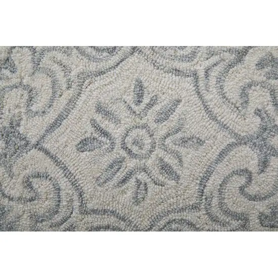 Blue And Ivory Wool Paisley Tufted Handmade Stain Resistant Area Rug Photo 9