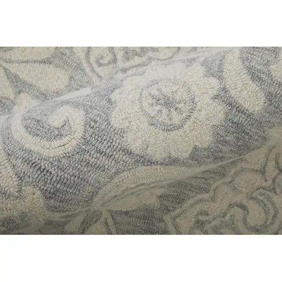 Blue And Ivory Wool Paisley Tufted Handmade Stain Resistant Area Rug Photo 8