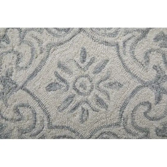 Blue And Ivory Wool Paisley Tufted Handmade Stain Resistant Area Rug Photo 4