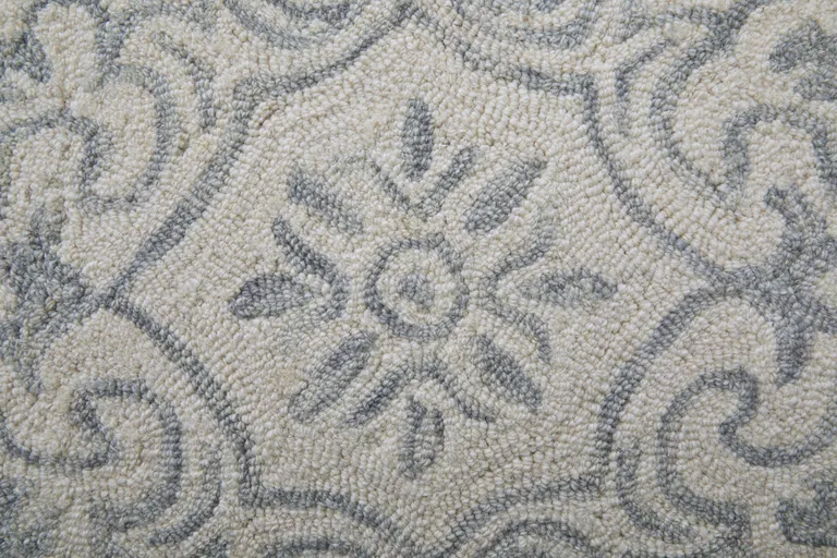 Blue And Ivory Wool Paisley Tufted Handmade Stain Resistant Area Rug Photo 5