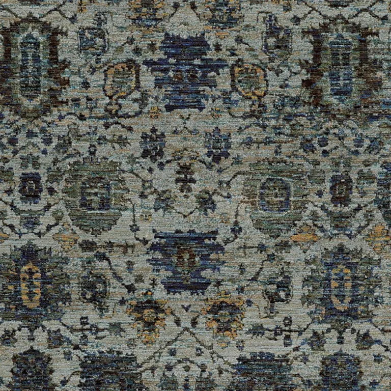 Blue And Navy Oriental Power Loom Stain Resistant Area Rug Photo 3