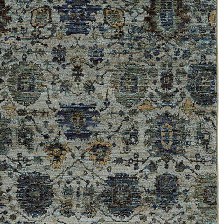 Blue And Navy Oriental Power Loom Stain Resistant Area Rug Photo 3