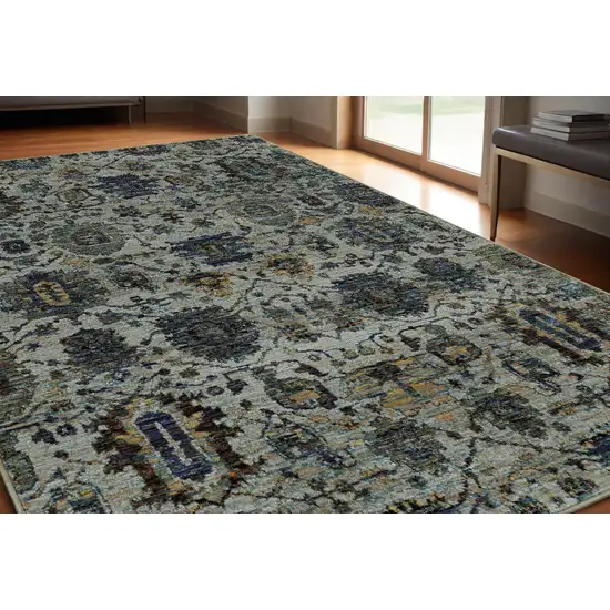 Blue Green Oriental Power Loom Area Rug Photo 1