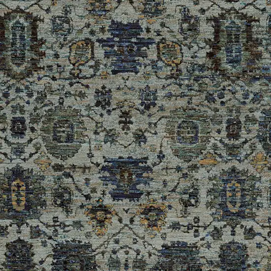 Blue And Navy Oriental Power Loom Stain Resistant Area Rug Photo 3