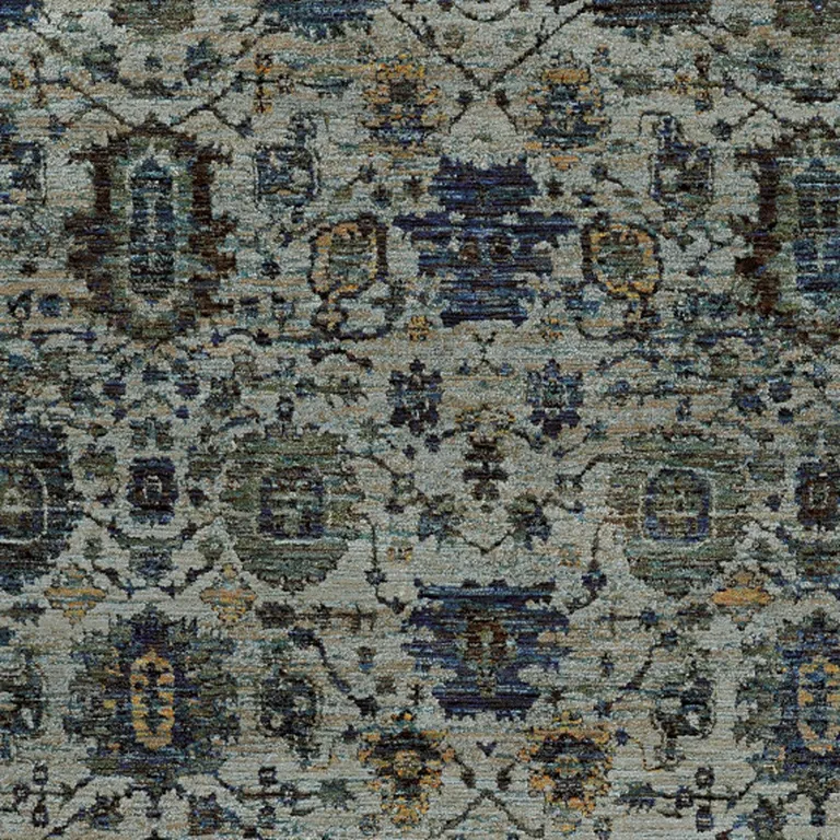 Blue And Navy Oriental Power Loom Stain Resistant Area Rug Photo 3