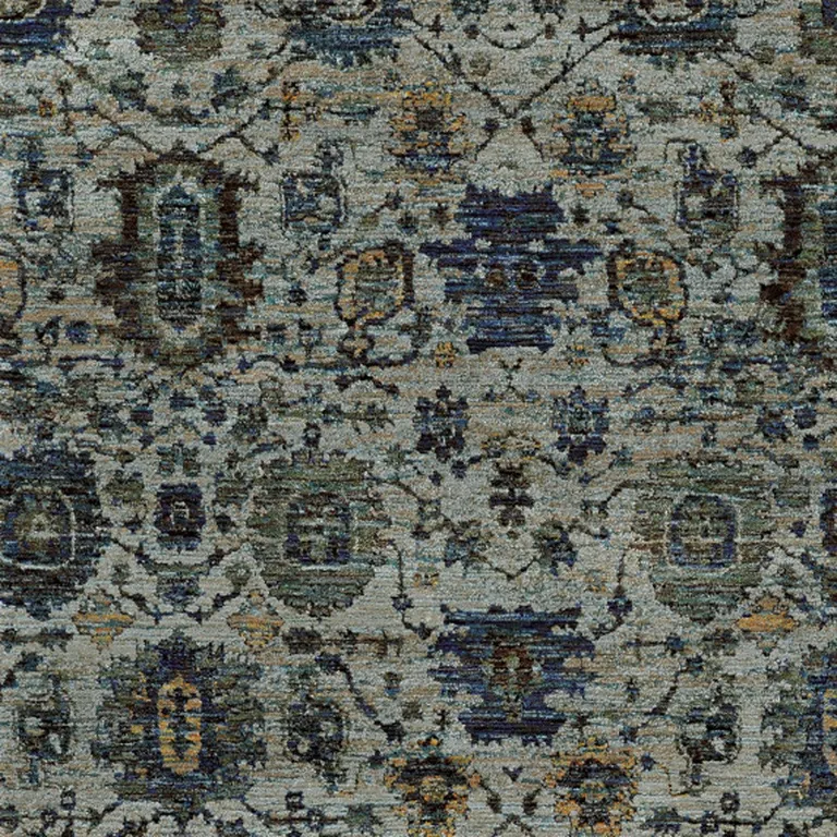 Blue And Navy Oriental Power Loom Stain Resistant Area Rug Photo 3