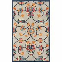 Photo of Blue And Orange Floral Non Skid Indoor Outdoor Area Rug