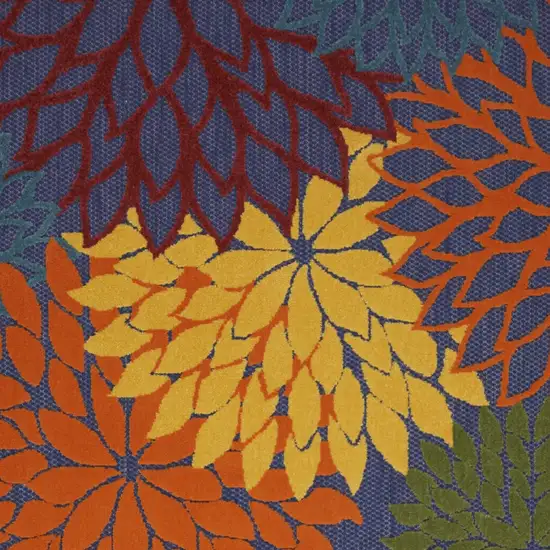 Blue And Orange Floral Power Loom Area Rug Photo 5