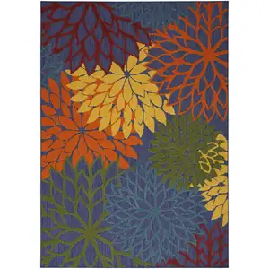 Photo of Blue And Orange Floral Power Loom Area Rug