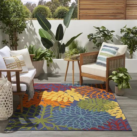 Blue Yellow and Green Indoor Outdoor Area Rug Photo 8