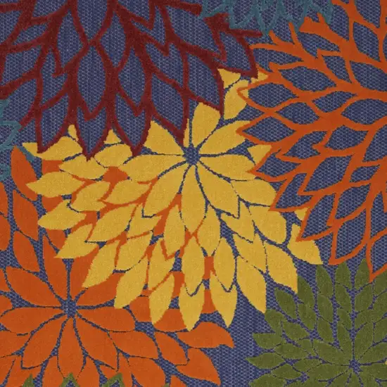 Blue And Orange Floral Power Loom Area Rug Photo 5