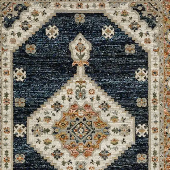 Blue And Orange Medallion Area Rug Photo 9