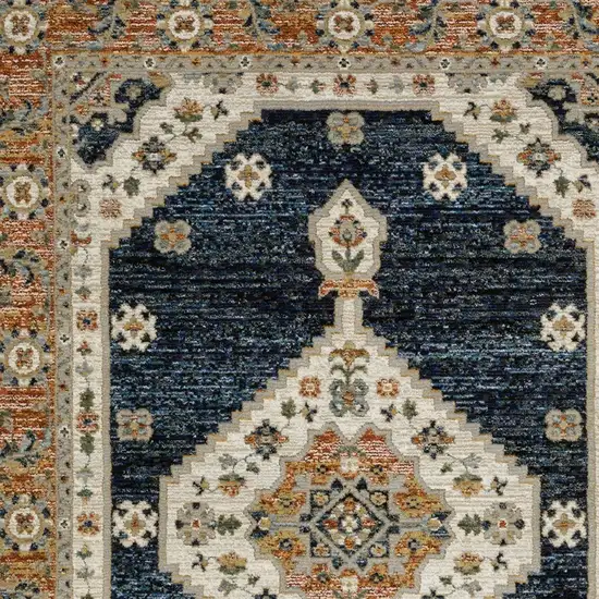 Blue And Orange Medallion Area Rug Photo 9