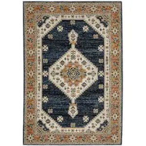 Photo of Blue And Orange Medallion Area Rug