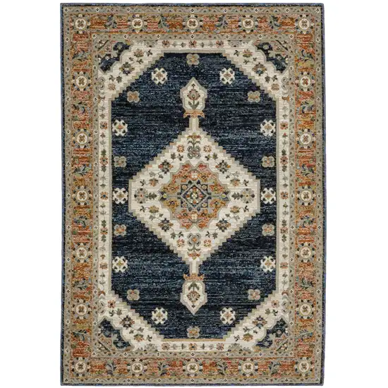 Blue And Orange Medallion Area Rug Photo 2