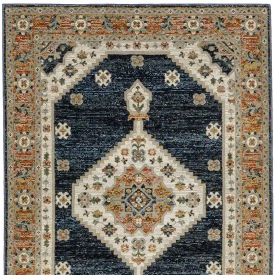 Blue And Orange Medallion Area Rug Photo 4