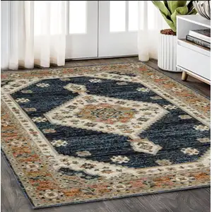 Photo of Blue And Orange Medallion Area Rug