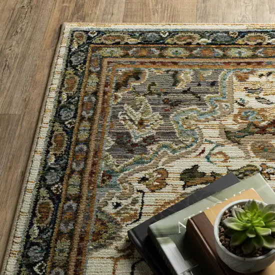 Blue And Orange Medallion Area Rug Photo 5