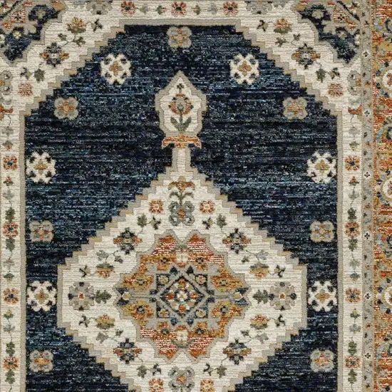 Blue And Orange Medallion Area Rug Photo 9